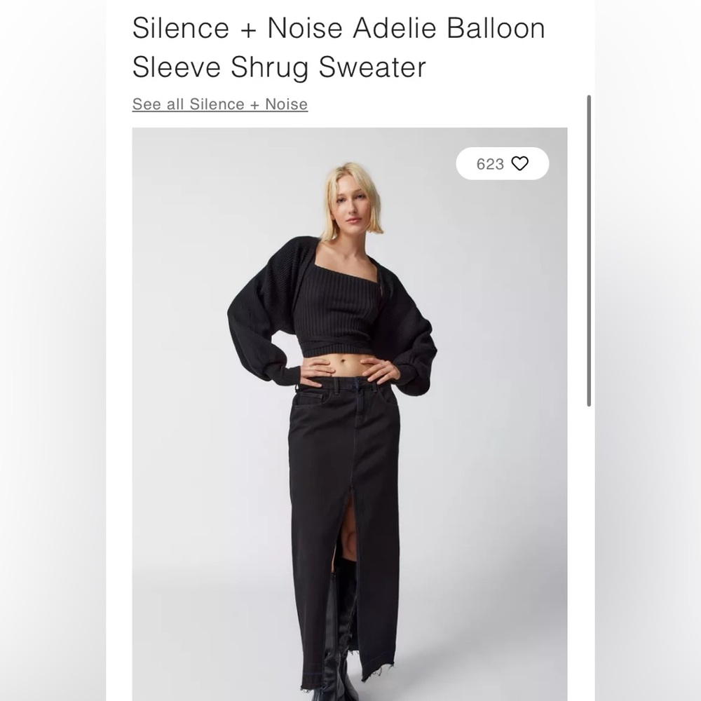 Urban Outiffiters Silence + Noise Adelie Balloon Sleeve Shrug Sweater and Tank